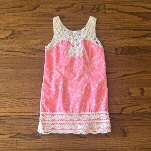 Lilly Pulitzer Pink and White Lace Dress Size 5